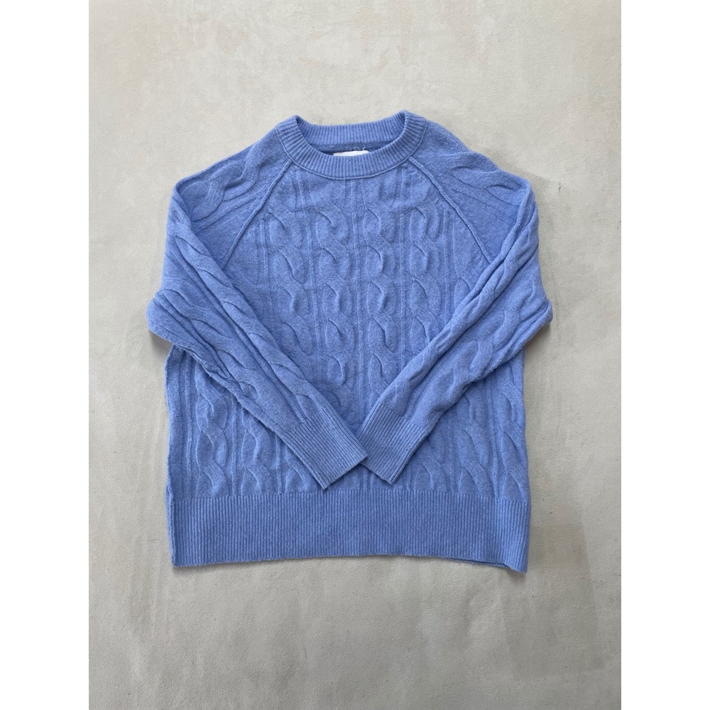 Aerie Womens Blue Cable Knit Crewneck Raglan Sweater Size Small P 03873
